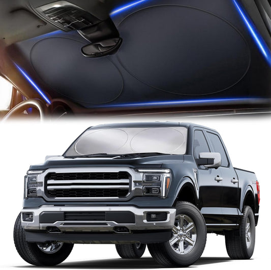 X-Large Truck Windshield Sun Shade (69" x 35") - 240T Thickened Windshield Sun Shade for UV & 99% Heat Blocker - Keeps Your Vehicle Cool and Truck Interior Cooling Accessory for Summer Protection