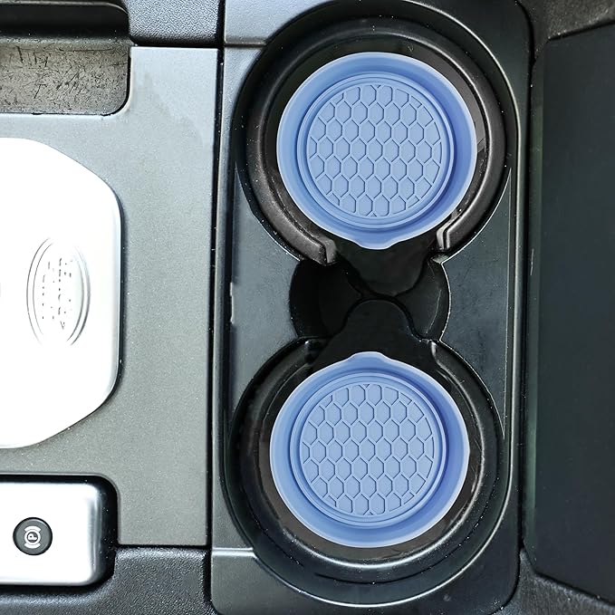 Amooca Car Cup Coaster Universal Automotive Waterproof Non-Slip Cup Holders Sift-Proof Spill Holder Car Interior Accessories 4 Pack Gray Blue