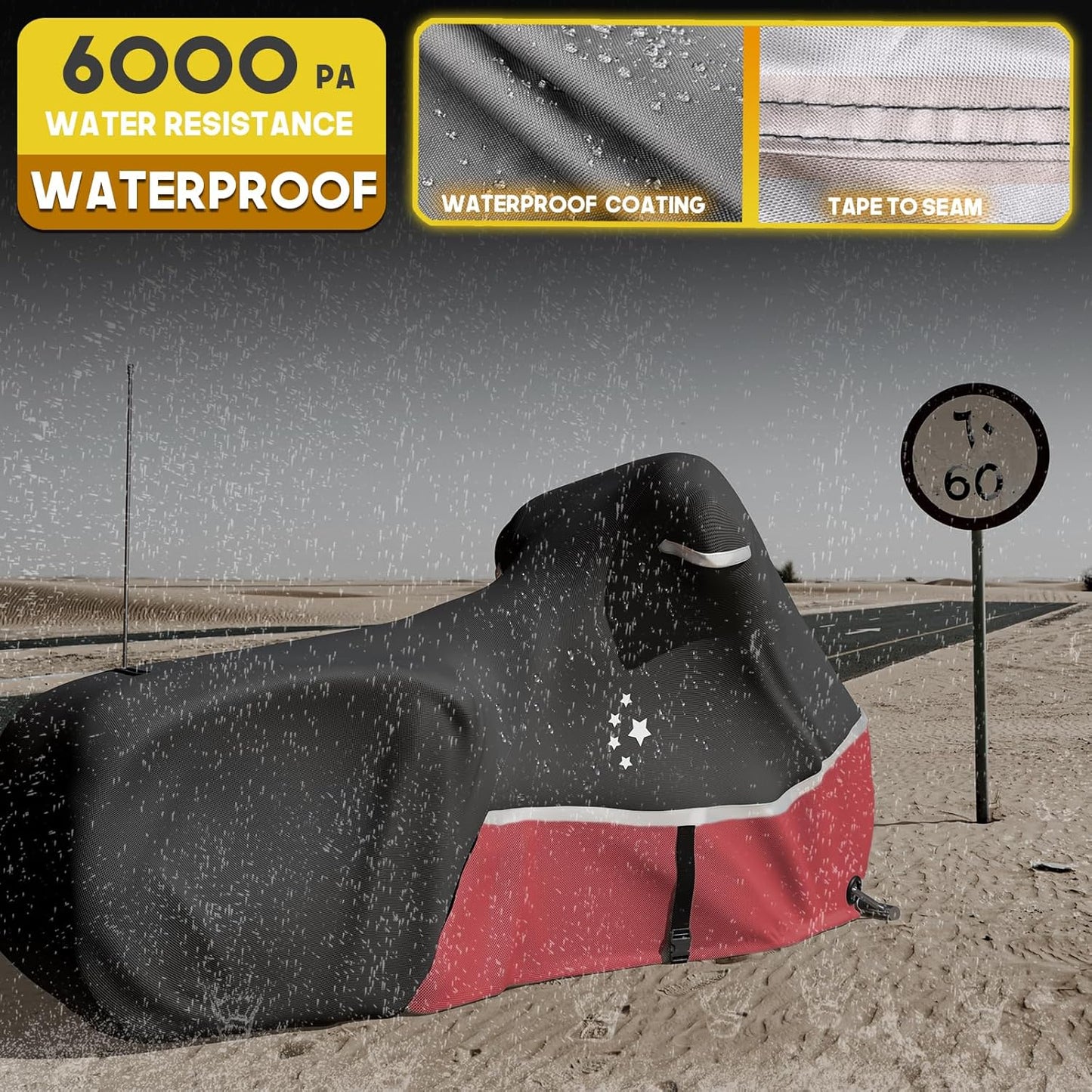 Motorcycle Cover Storage for Touring Models Harley Davidson Road King,Road Glide,Street Glide, Electra Glide,Heritage Classic,Low Rider-ST,and Most Motorcycles RED