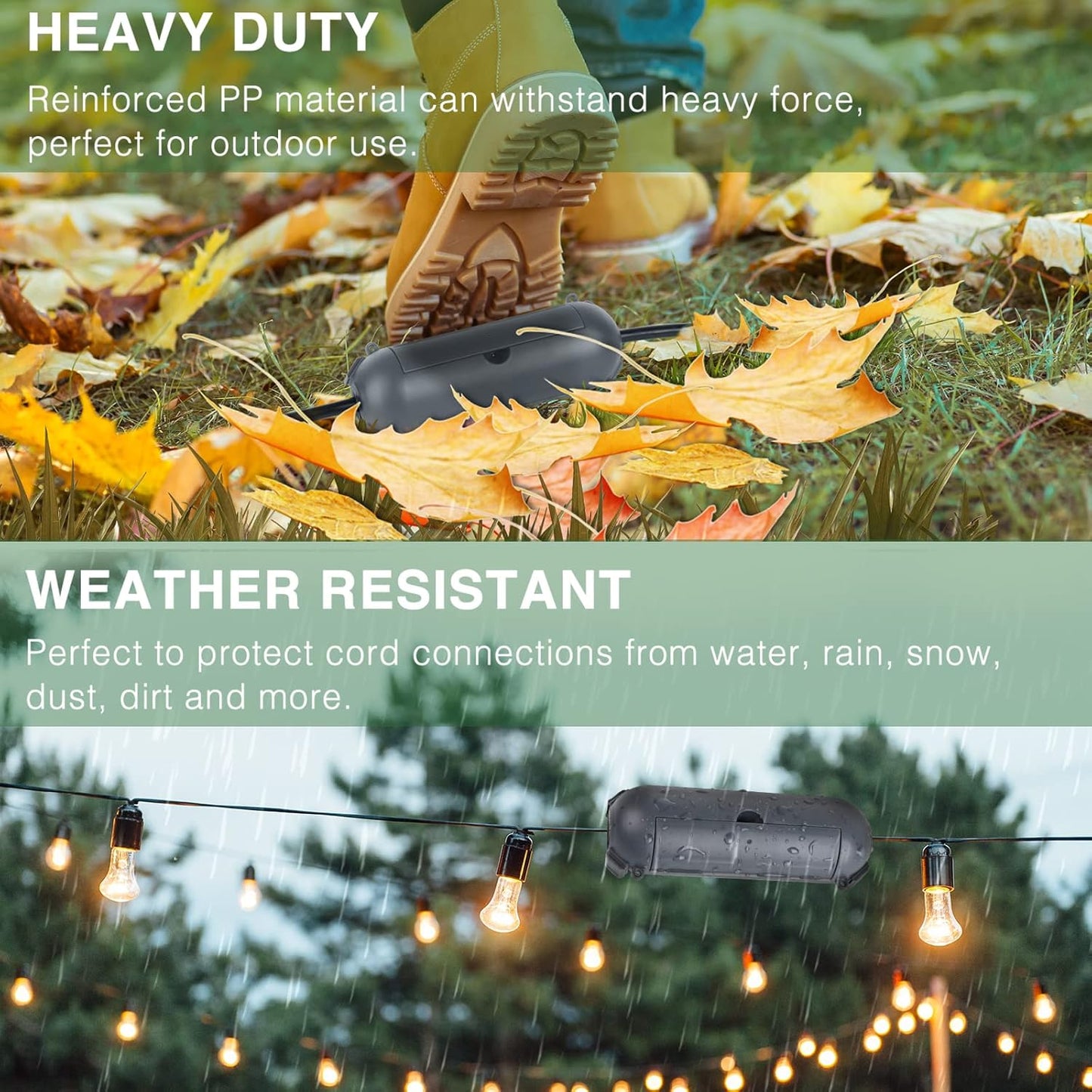 Flemoon [3 Pack] Outdoor Extension Cord Safety Cover with Waterproof Seal, Weatherproof Electrical Connection Box to Protect Outdoor Outlet, Plug, Socket, Christmas Holiday Decoration Light, Gray