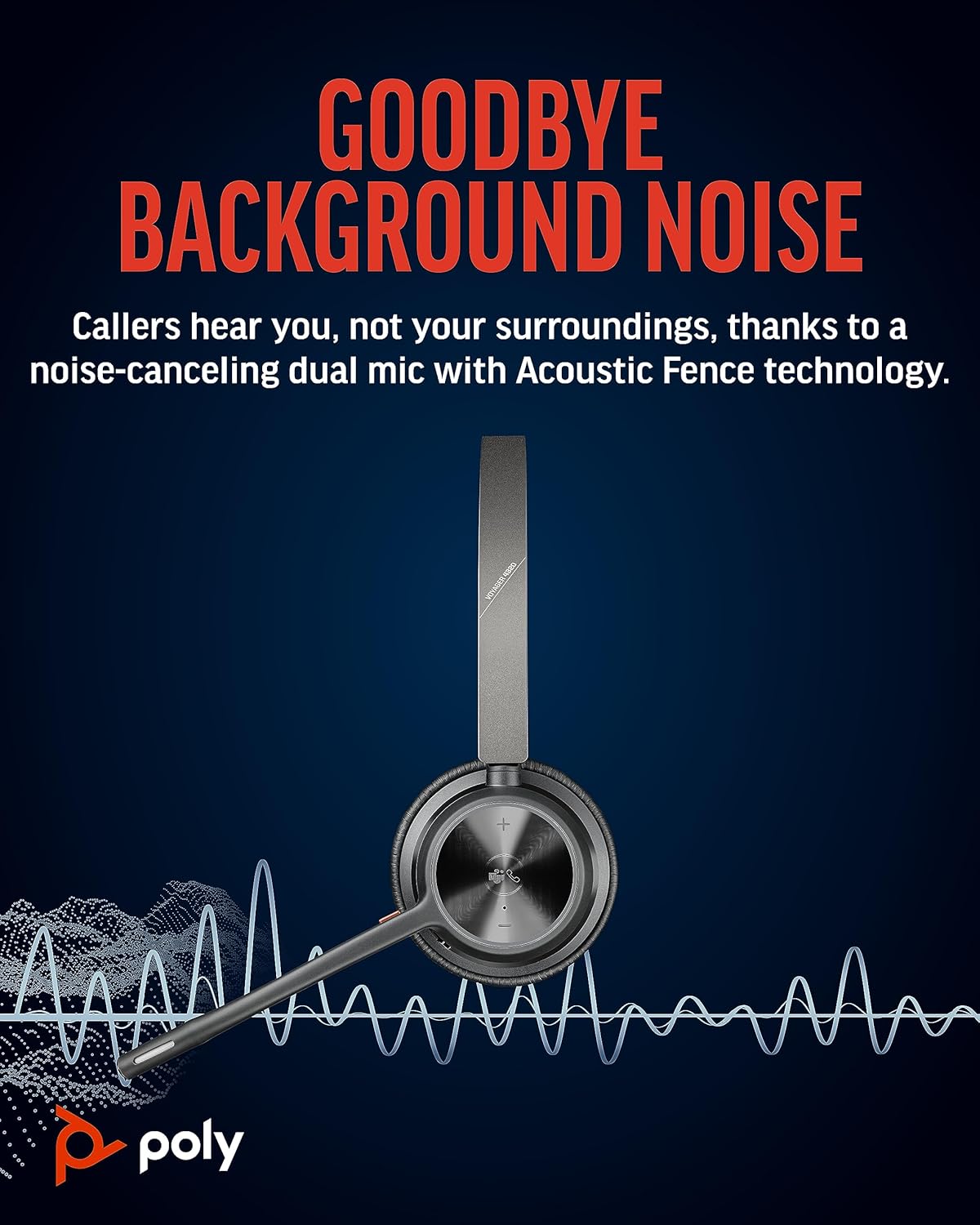 Poly Voyager 4320 UC Wireless Headset (Plantronics) - Stereo Headphones w/Noise-Canceling Boom Mic - Connect PC/Mac/Mobile via Bluetooth - Works w/Teams (Certified), Zoom, & More - Amazon Exclusive