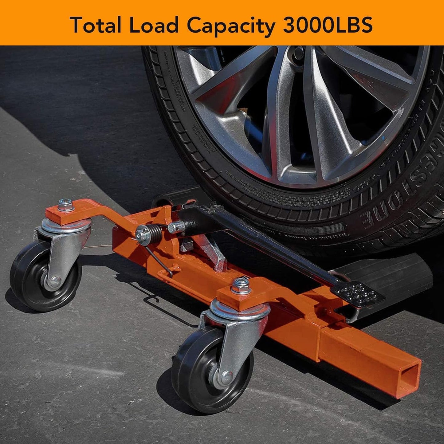 4 Pcs Car Wheel Dolly with Hydraulic Tire Jack, 1500LBS Capacity Trailer Dolly for Vehicle Positioning for Truck RV Trailer, Orange
