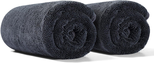 JOYMOOP Microfiber Towels for Cars, 2 Pack 63" x 29.5" Car Drying Towel, Dark Gray Reusable Car Towel, Quick Drying Car Microfiber Cleaning Cloth for RVs, SUVs, Trucks