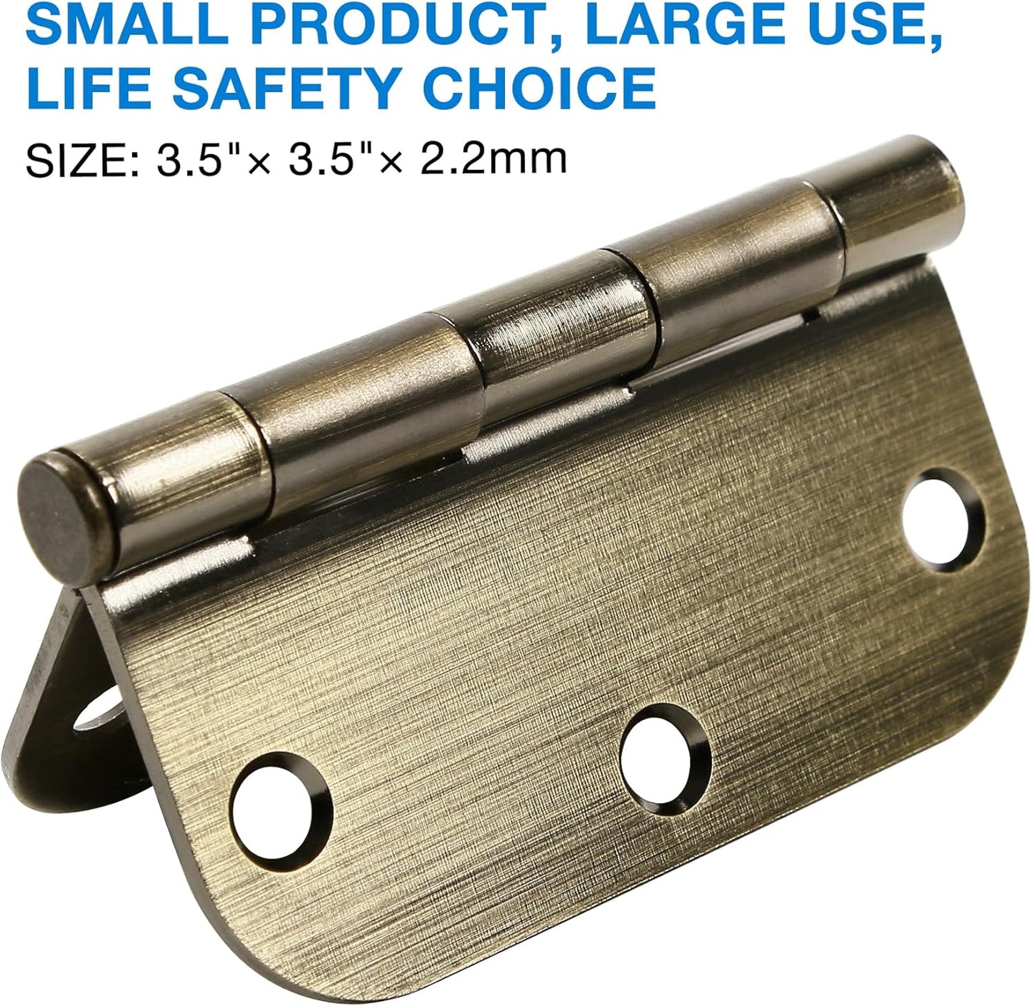 18 Pack Door Hinges Antique Brass 3.5 Inch Interior 3 1/2" Round 5/8" Radius Heavy Duty Metal Hardware Kit 3 ½" 5/8" Radius Flat Hinge for Bifold Doors Decor Master Bedroom Storage Room