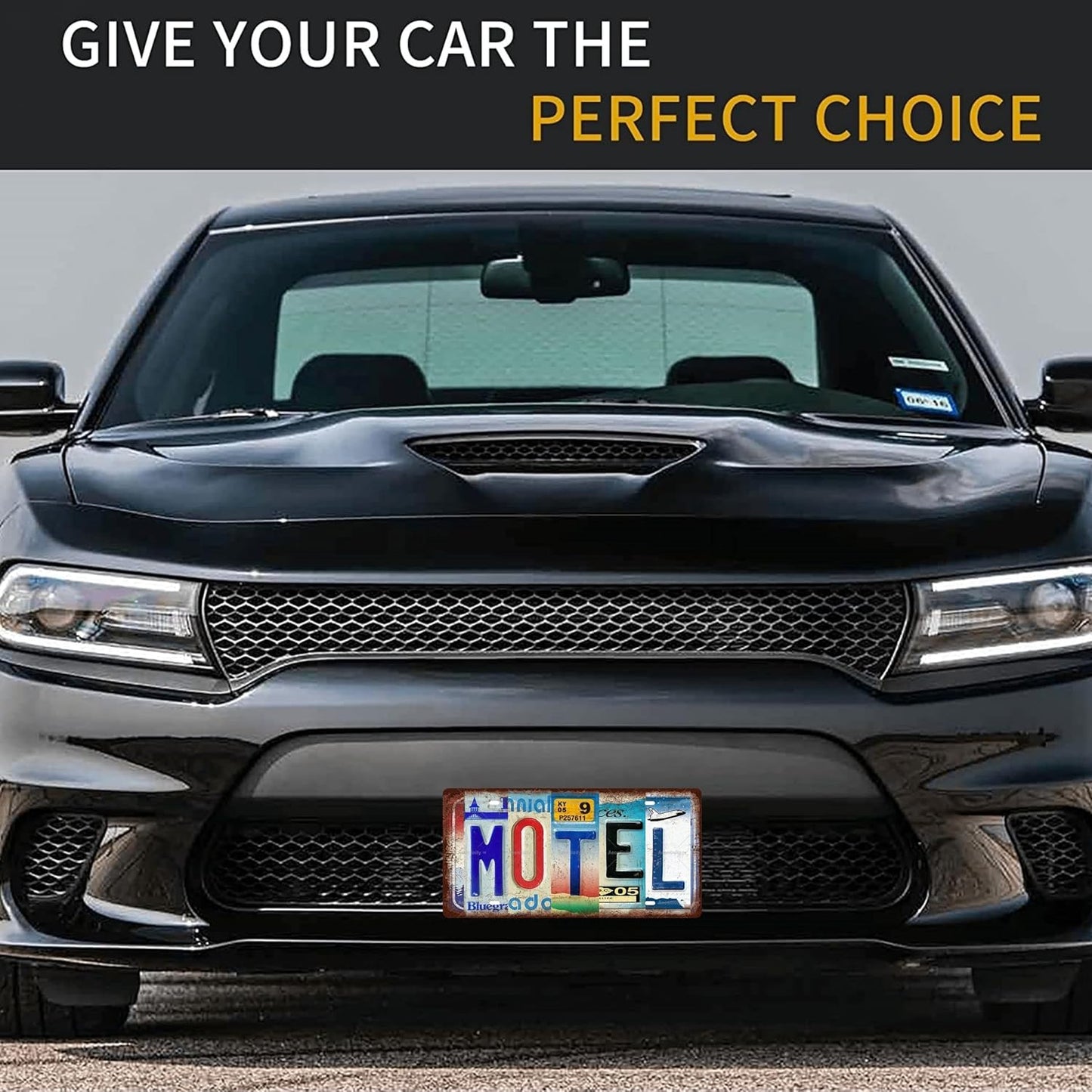 MOTEL Space Vintage Metal Tin Sign License Plate Bar Cafe Garage Cave Home Room Wall Bathroom Farmhouse Garden Porch Patio Decor, 12 x 6 Inch