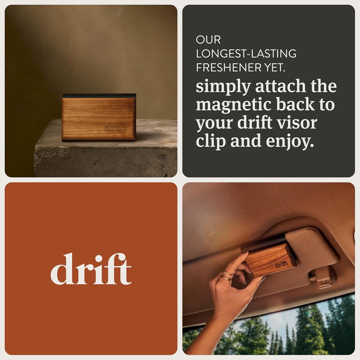 Drift Car Air Freshener - Wood Fragrance - Automotive Odor Eliminator - Car Fresheners Long Lasting - Variety 3 Pack - CLIP INCLUDED