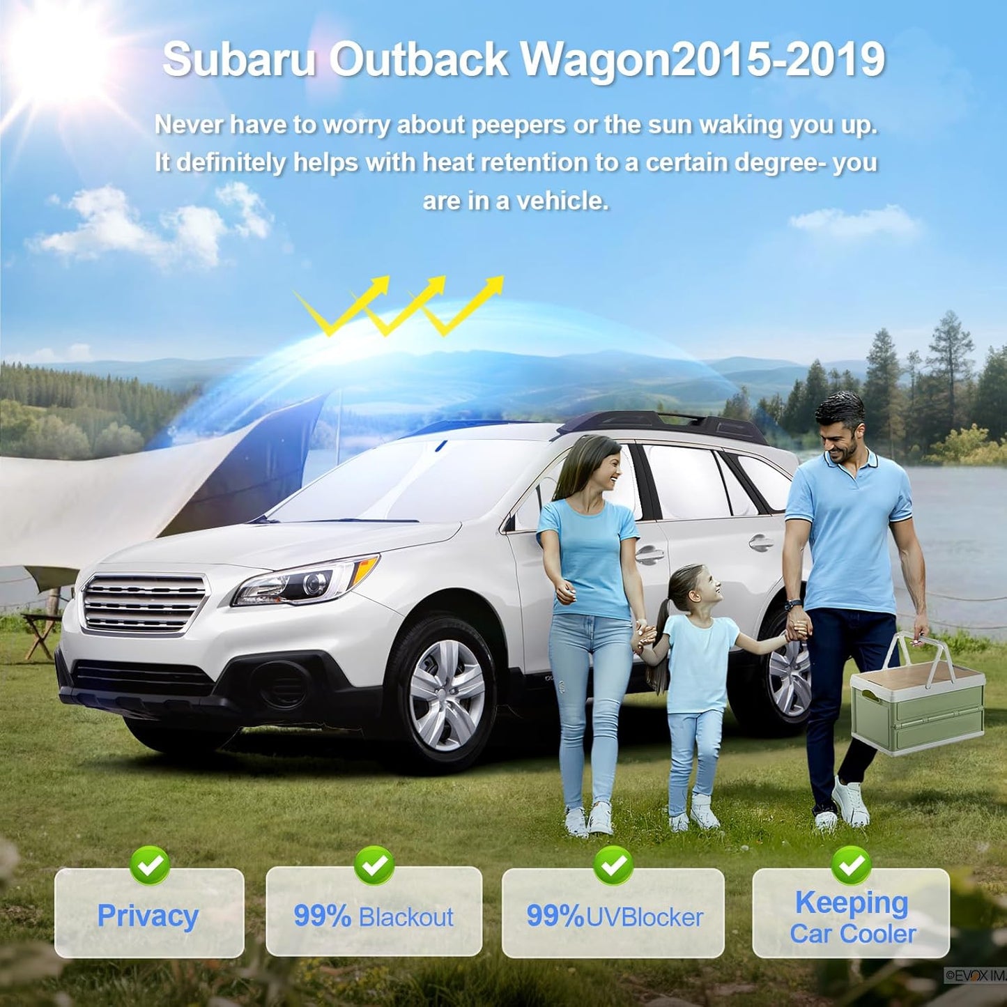8pcs Car Window Shades for Subaru Outback Wagon 2015-2019 Accessories,Windshield Side Rear Full Sunshade,Sun Visor UV Blocking, Privacy Protection and Blackout for Camping Outdoor
