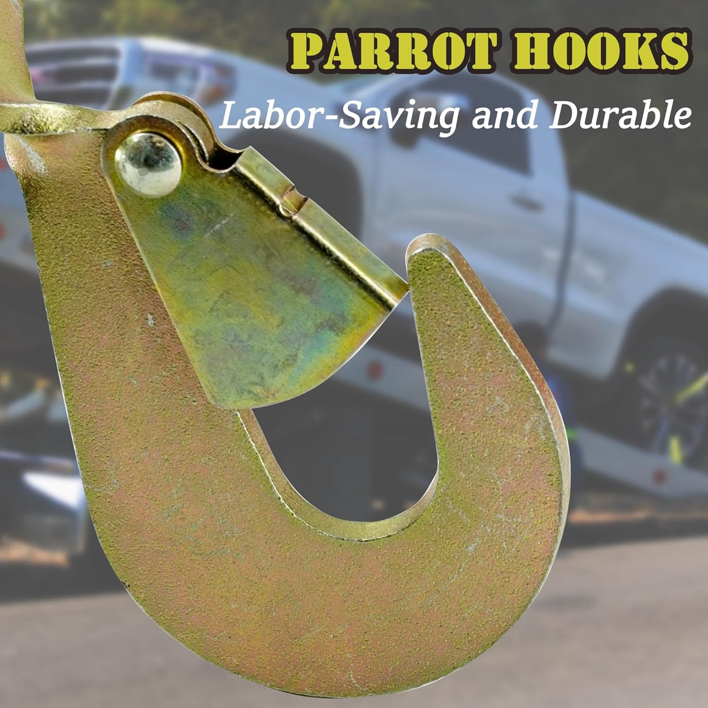 4 Pack Car Tie Down Straps for Trailers - 2" x 96" - 3,300 lbs Safe Working Load -Adjustable Wheel Straps for Hauling Cars.Yellow