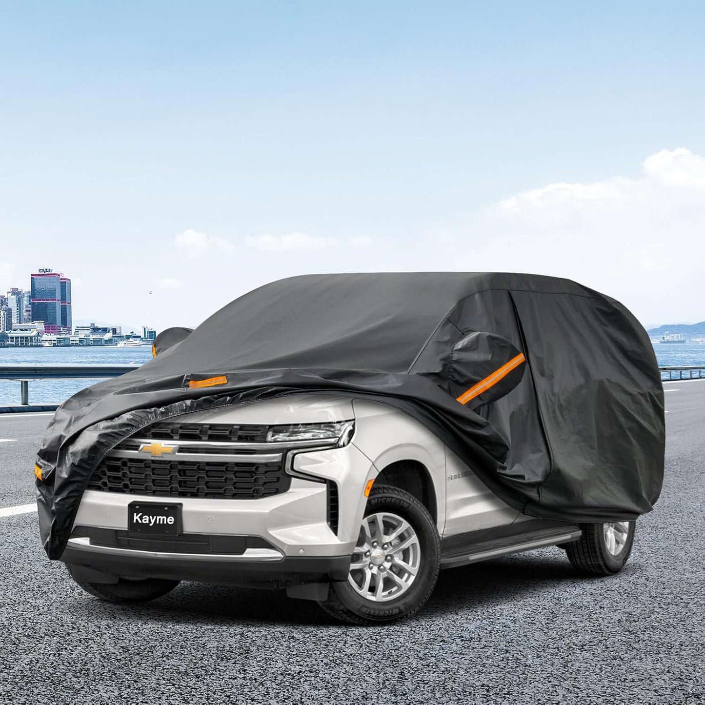 Kayme 7 Layers SUV Car Cover Custom Fit for Chevrolet Chevy Suburban (1973-2025) Waterproof All Weather for Automobiles, Outdoor Full Cover Rain Sun UV Protection.