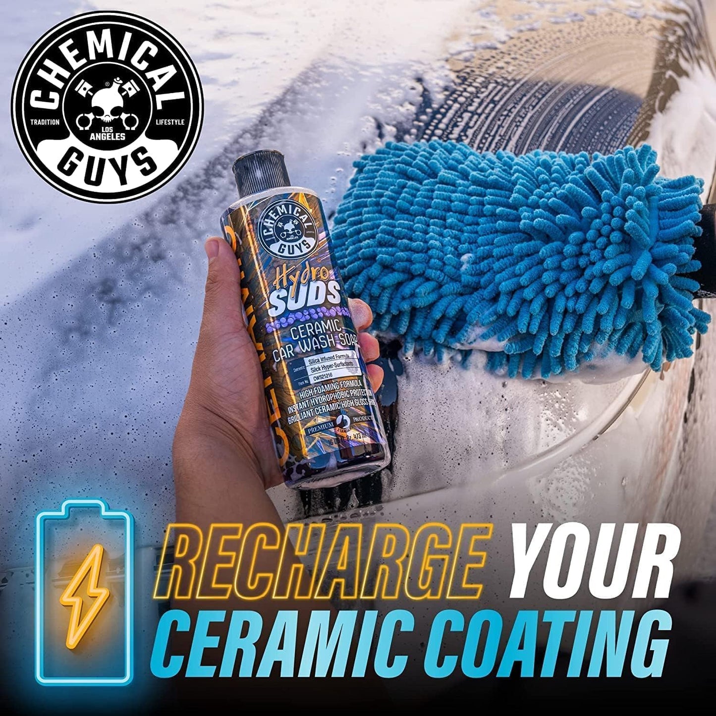 Chemical Guys CWS2121602 HydroSuds Ceramic SiO2 Shine High Foaming Car Wash Soap (Works with Foam Cannons, Foam Guns or Bucket Washes) For Cars, Trucks, SUVs, RVs & More, 16 fl oz, Berry Scent, 2 Pack