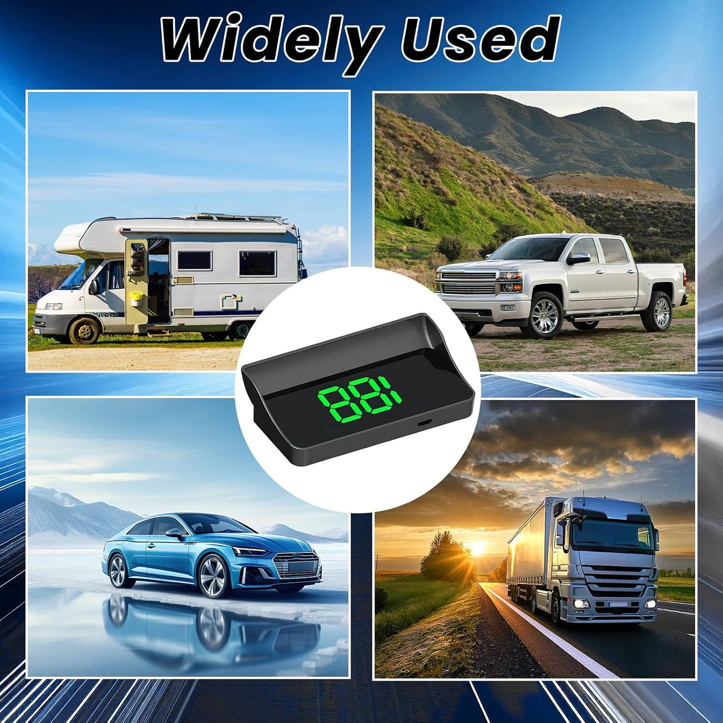 GPS Digital Speedometer for Car MPH, Universal HUD Speed Meter with LED Large Font, Plug Play for Car Truck Motor SUV Golf Cart All Vehicles (HUD Speedometer (Green Display))