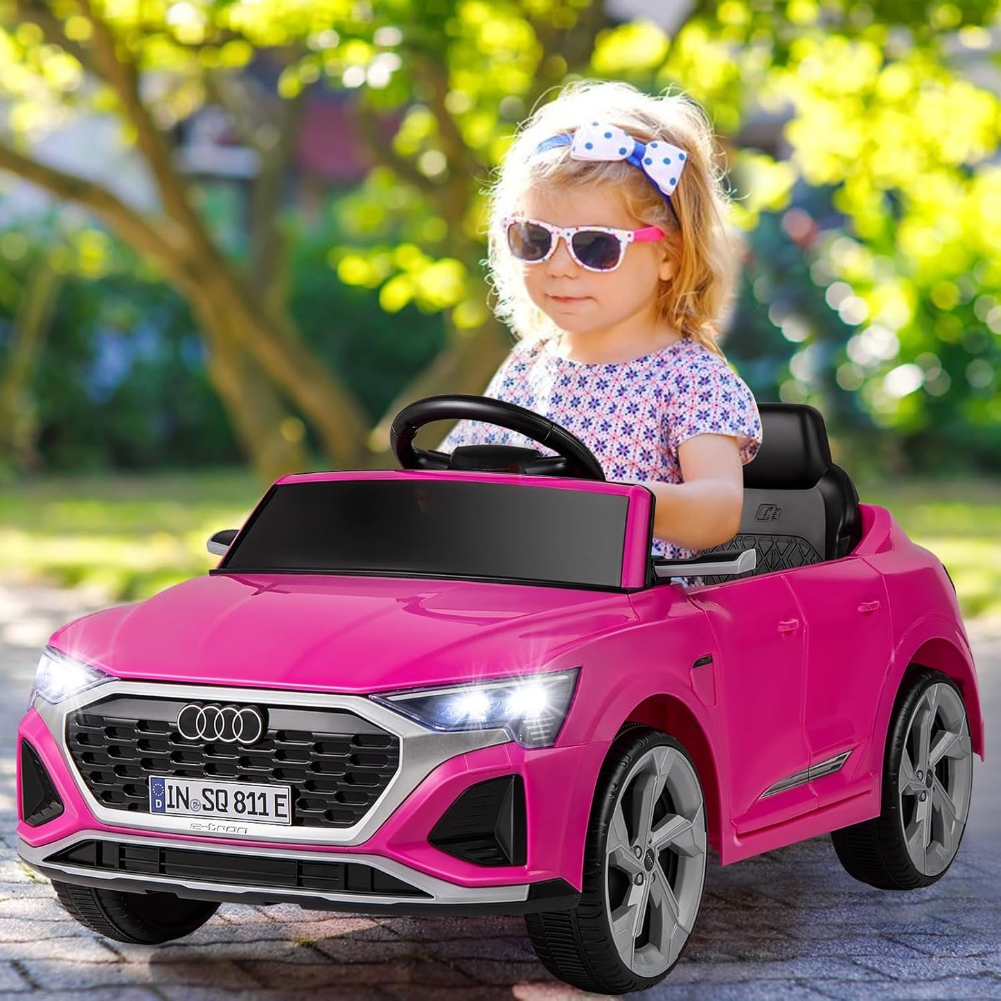 Licensed Audi SQ8 Ride on Car by OLAKIDS, 12V Kids Electric Vehicle with Remote Control, Toddlers Battery Powered Toy with 3 Speeds, Wheels Suspension, Music (Pink)