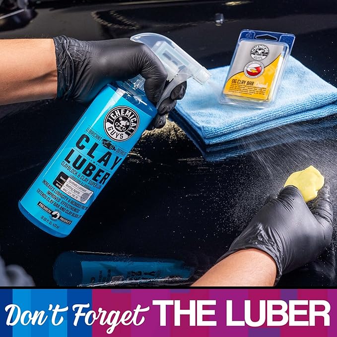 Chemical Guys Complete Clay System - Clay Bar and Lubber Combo with Accessories for Smooth Paint Finish - Removes embedded dirt, Overspray, and Fallout - 6 Item Kit