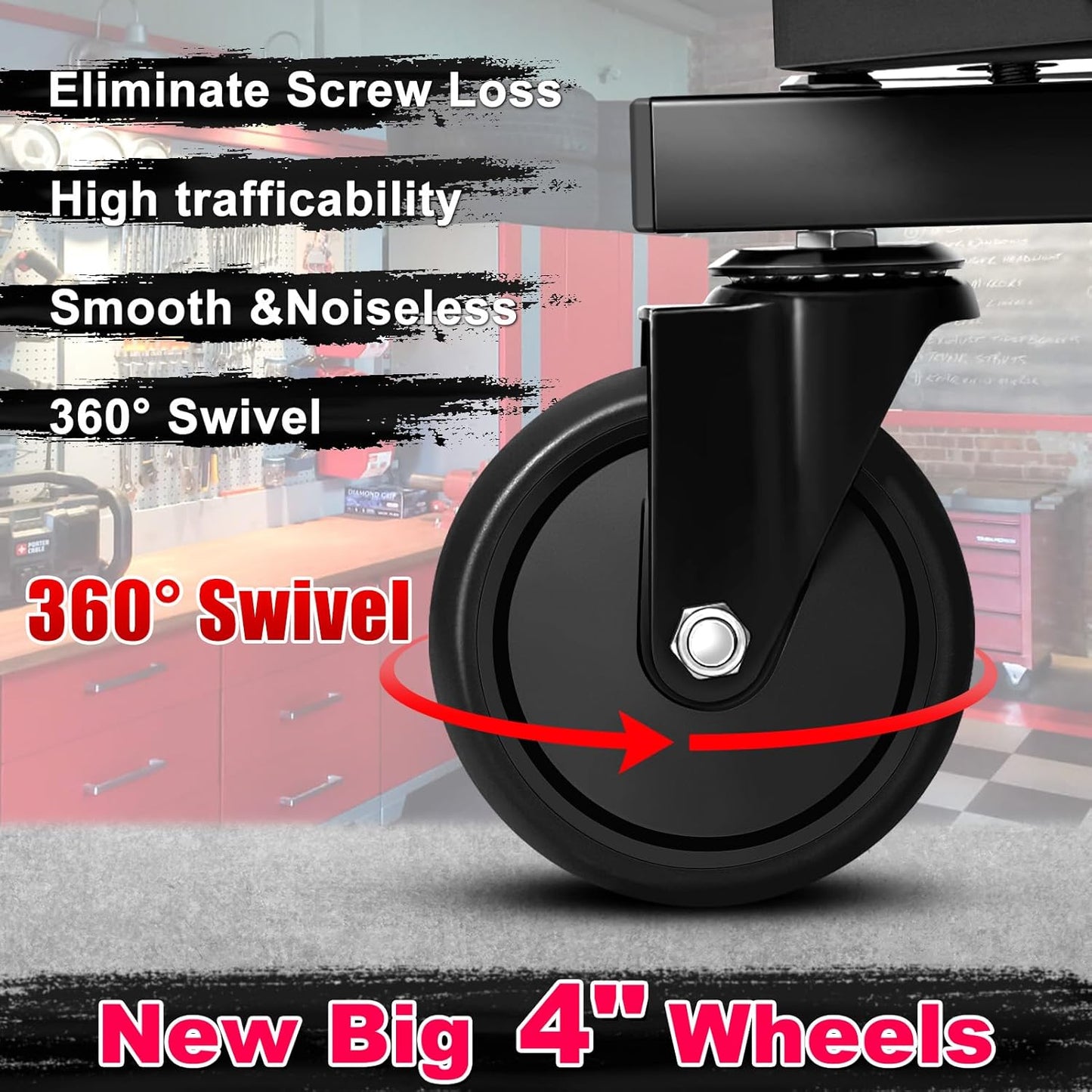 Rolling Stool with Wheels, Adjustable Height Pneumatic Garage Work Mechanic Stool Seat with Backrest, 400 LBS Capacity 360° Swivel Mechanic Crepper Chair with Tool Tray Storage, Pink