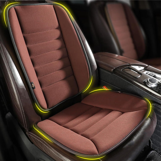 kingphenix Car Seat Cushion with Back Support Pillow: Enhanced Comfort Memory Foam Design for Pain Relief, Ideal for Drivers and Office Use - Ergonomic Lumbar Comfort for Long Sitting - Brown