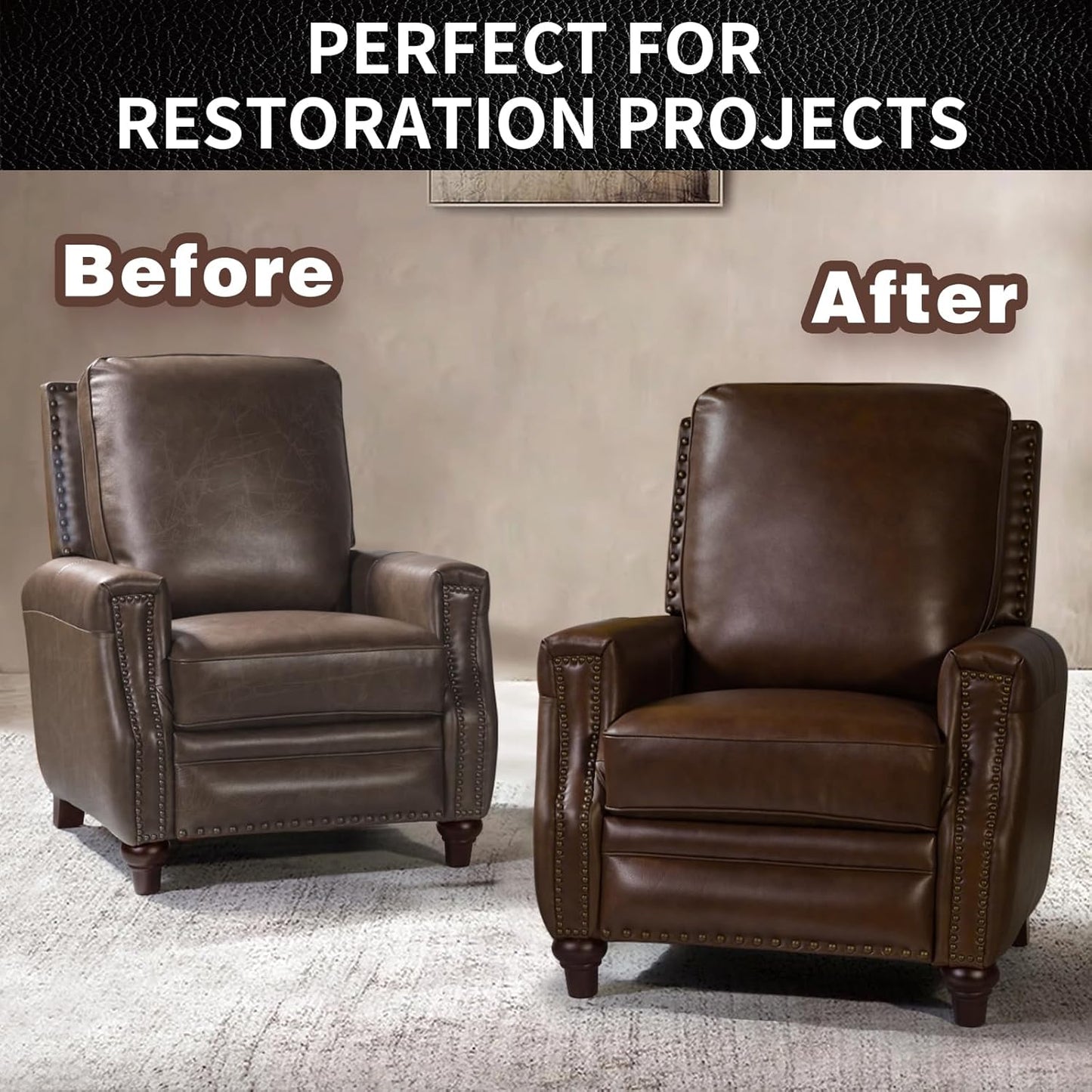 Leather Repair Kit Recoloring Balm Cleaner Conditioner Waterproof Beeswax Oil for Car Seat Furniture Couch Shoe Leather Vinyl(Medium Brown)