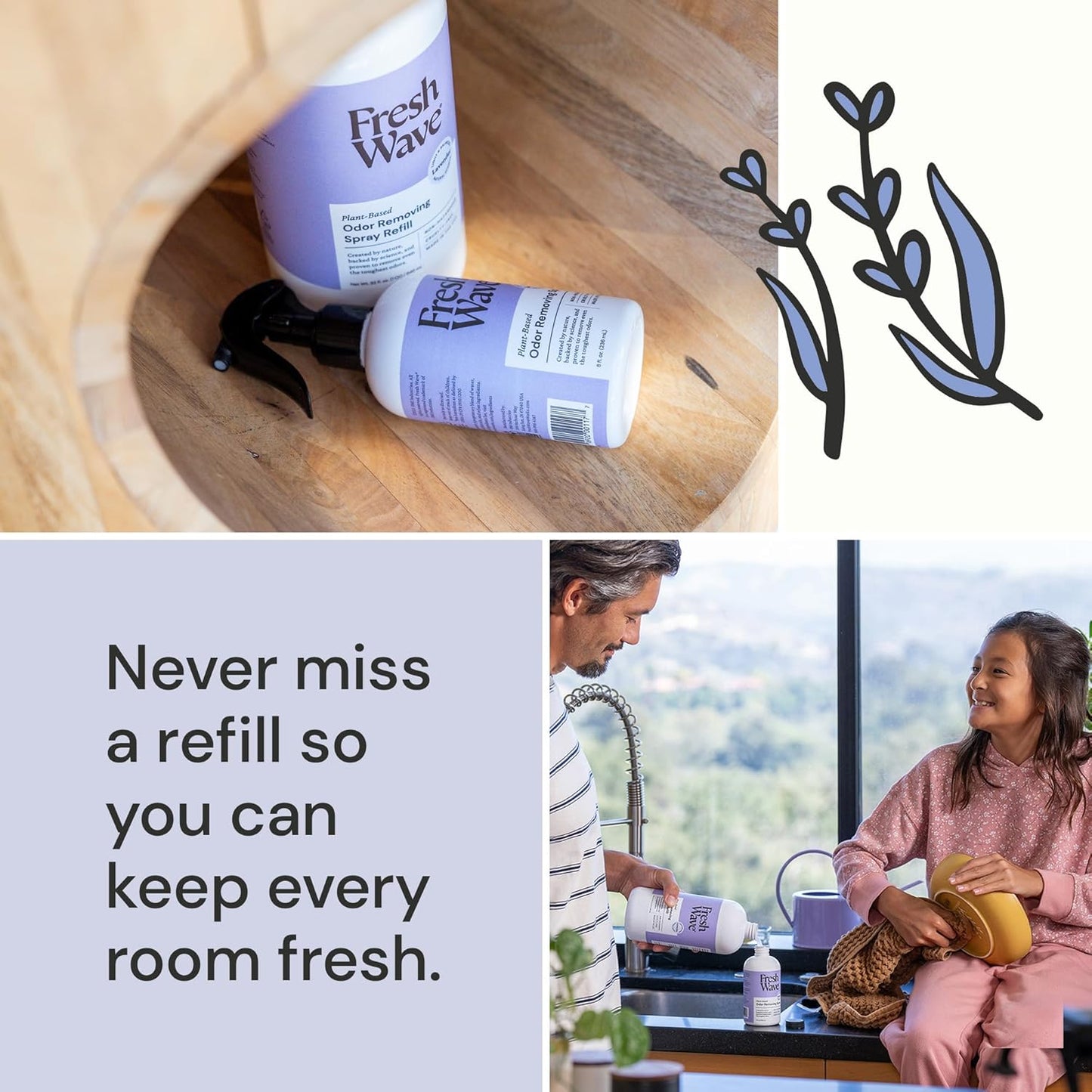 Fresh Wave Lavender Scent Odor Eliminator Spray & Air Freshener Refill, 32 fl. oz.