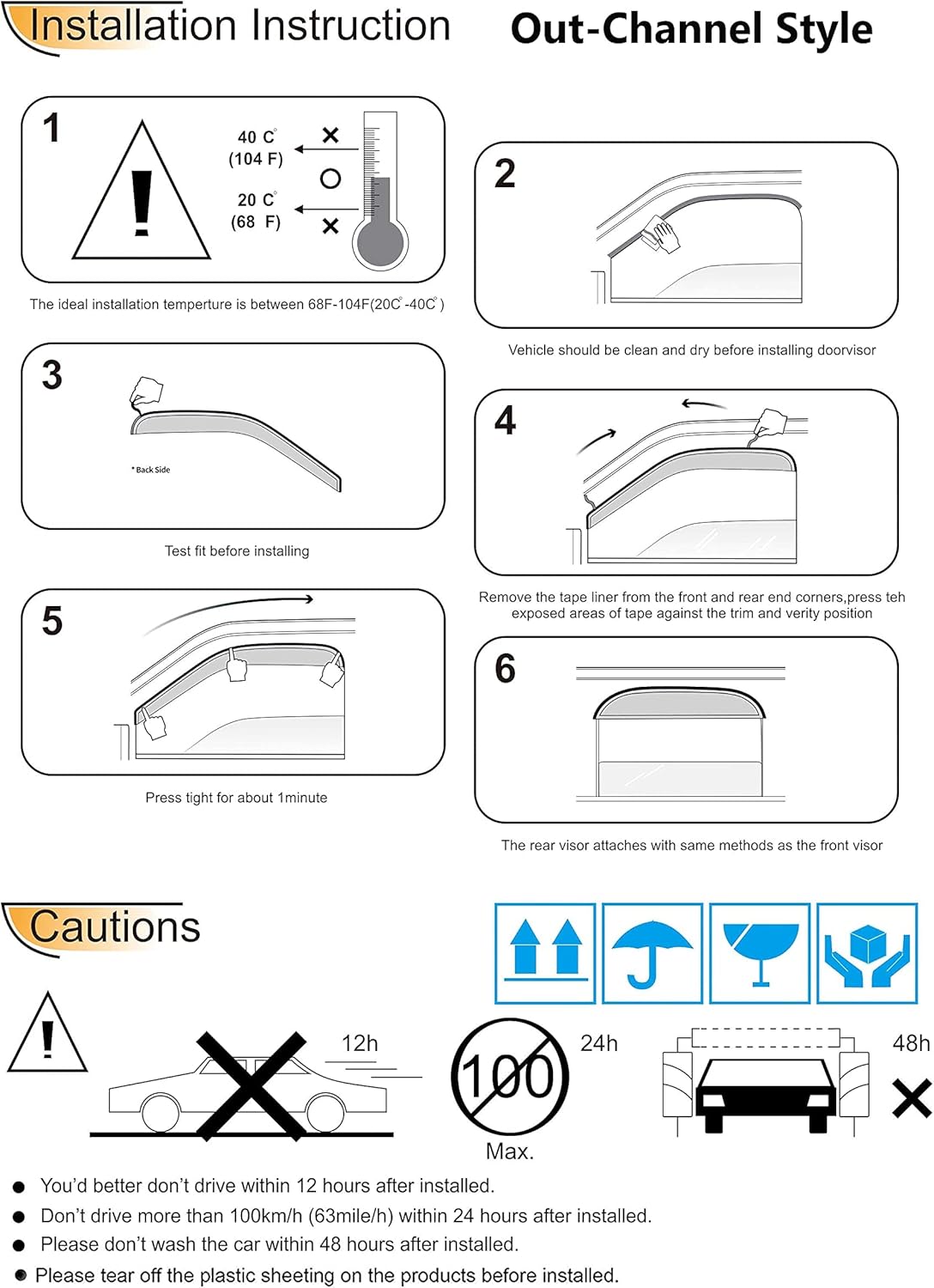 MA38 Side Window Visor Wind Vent Deflector fit for 2016-2021 Mazda CX9,4pcs Dark Smoke Nice Looking Outside Mount Style Tape On Sun Rain Guards Set