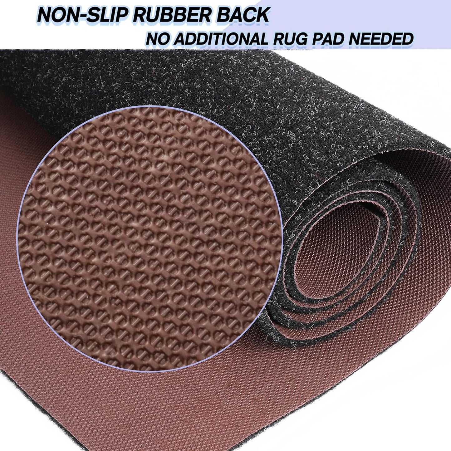 Custom Size Backed Non-Slip Area Rugs Runner, Easy Clean, Waterproof Runner Rugs for Hallway Entryway, Kitchen, Laundry, 2FT x 48FT, Black