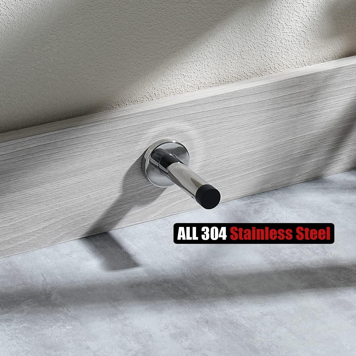 JQK Door Stopper Chrome, 304 Stainless Steel Thicken 1mm Sound Dampening Door Stop Bumper Wall Protetor, Polished Chrome, DSB5-CH