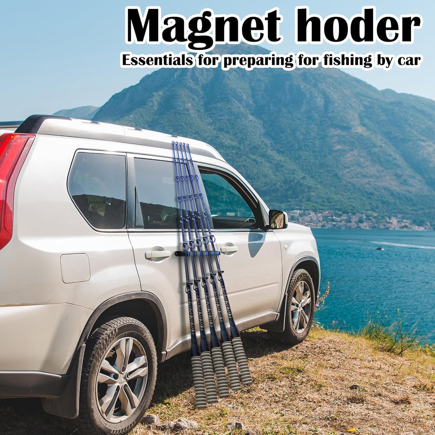 2 Pcs Magnetic Fishing Rod Holder for Car Fishing Pole Rack Vertical Rod Storage Holders for Truck Bed Boat Wall Garage Door