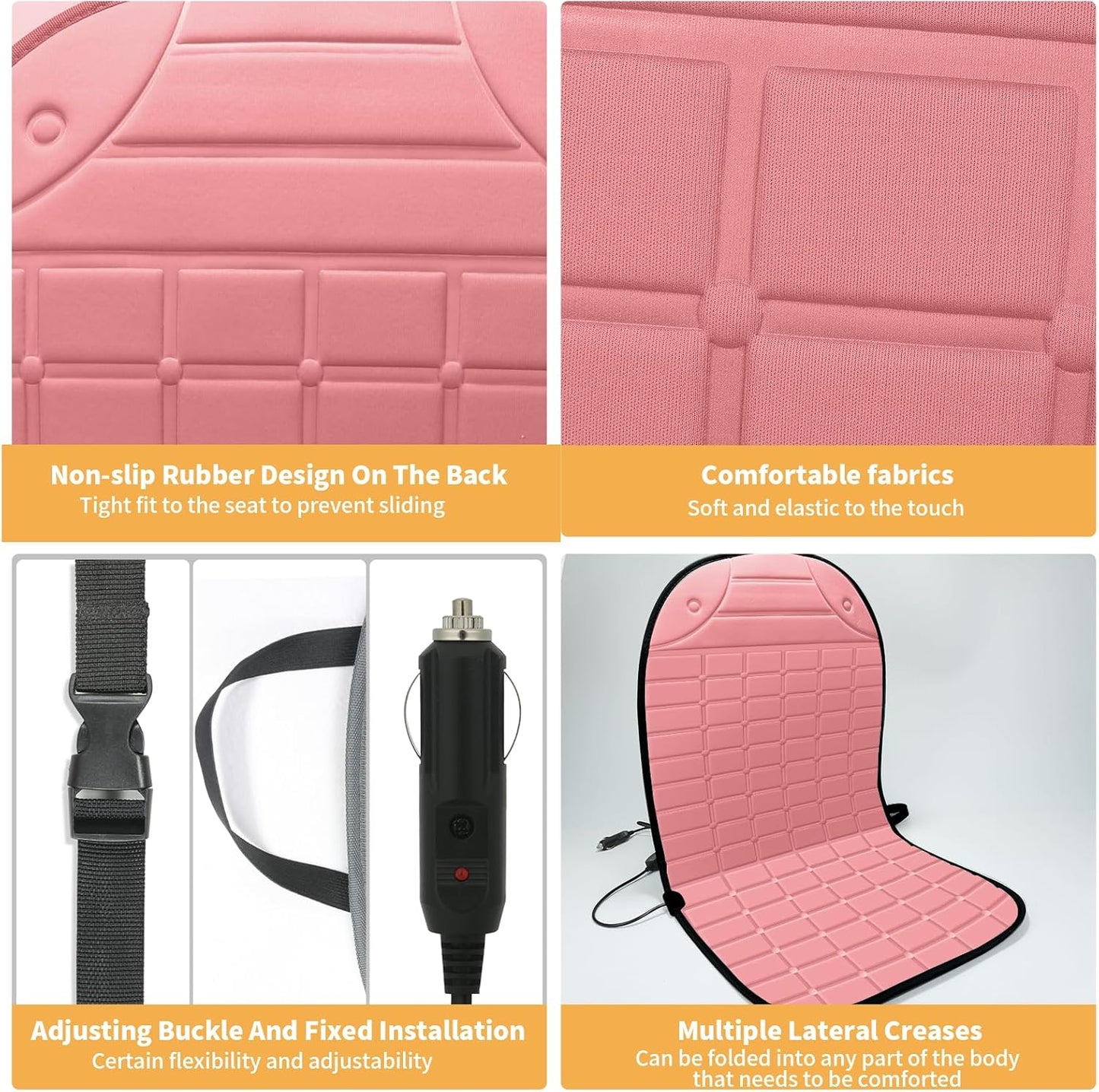 Seat Cushion for Cold Weather - Winter Soft Seat Cover with Adiustanle Buckle for Full Back and Seat (Pink)