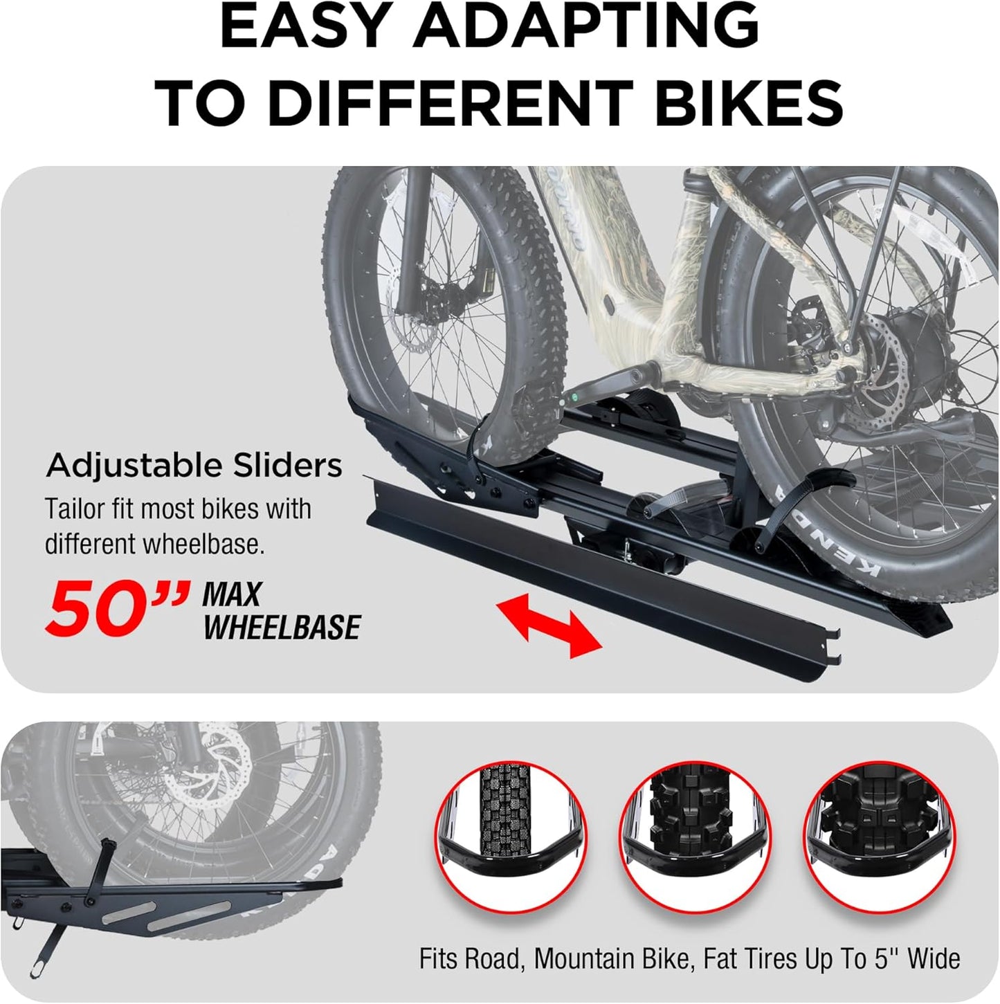 250LBS. Capacity Foldable 3-Ebike Rack with Ramp for Car SUV RV Truck Trailer and Van, 2 Inch Receiver