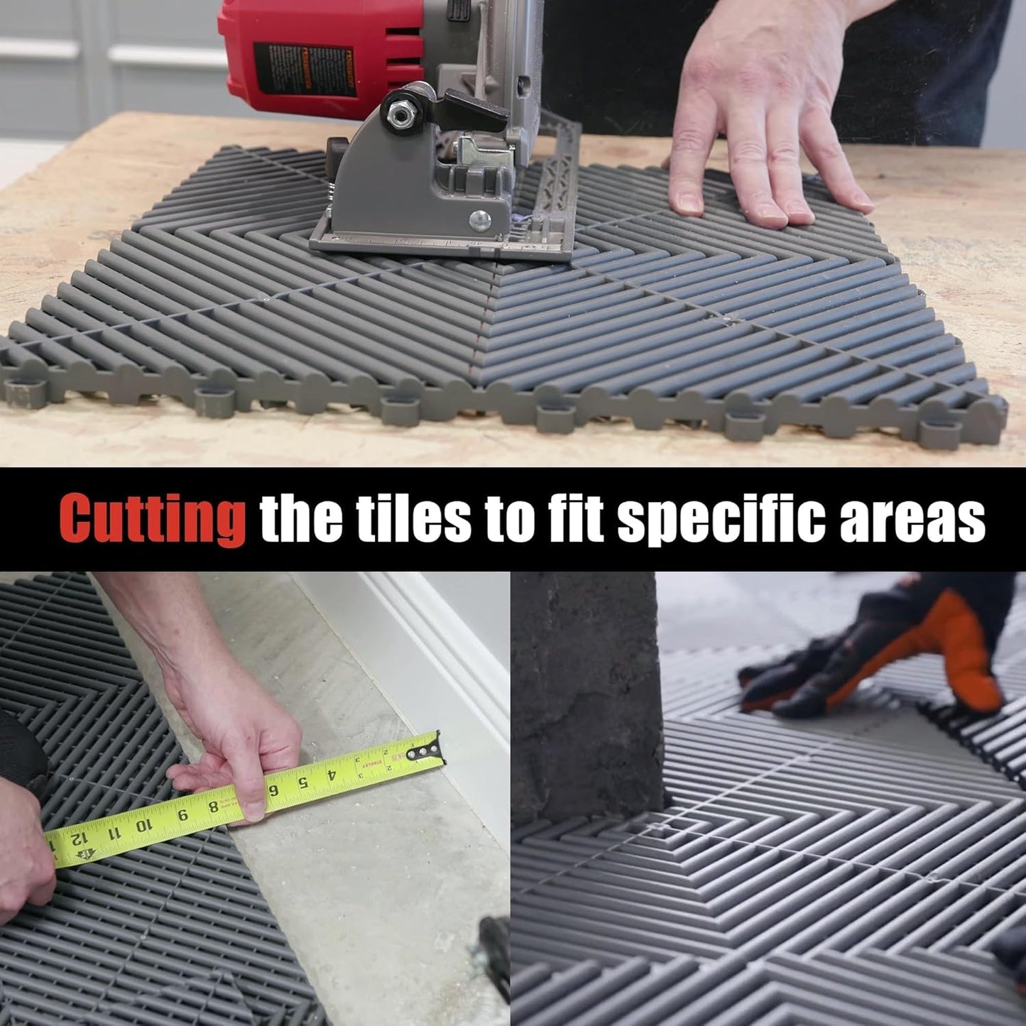 25PCS|15.7"x15.7" Garage Flooring Tiles, Non-Slip Interlocking Plastic Garage Floor Mat, Garage Organization & Garage Storage, Vented Pattern (Grey)