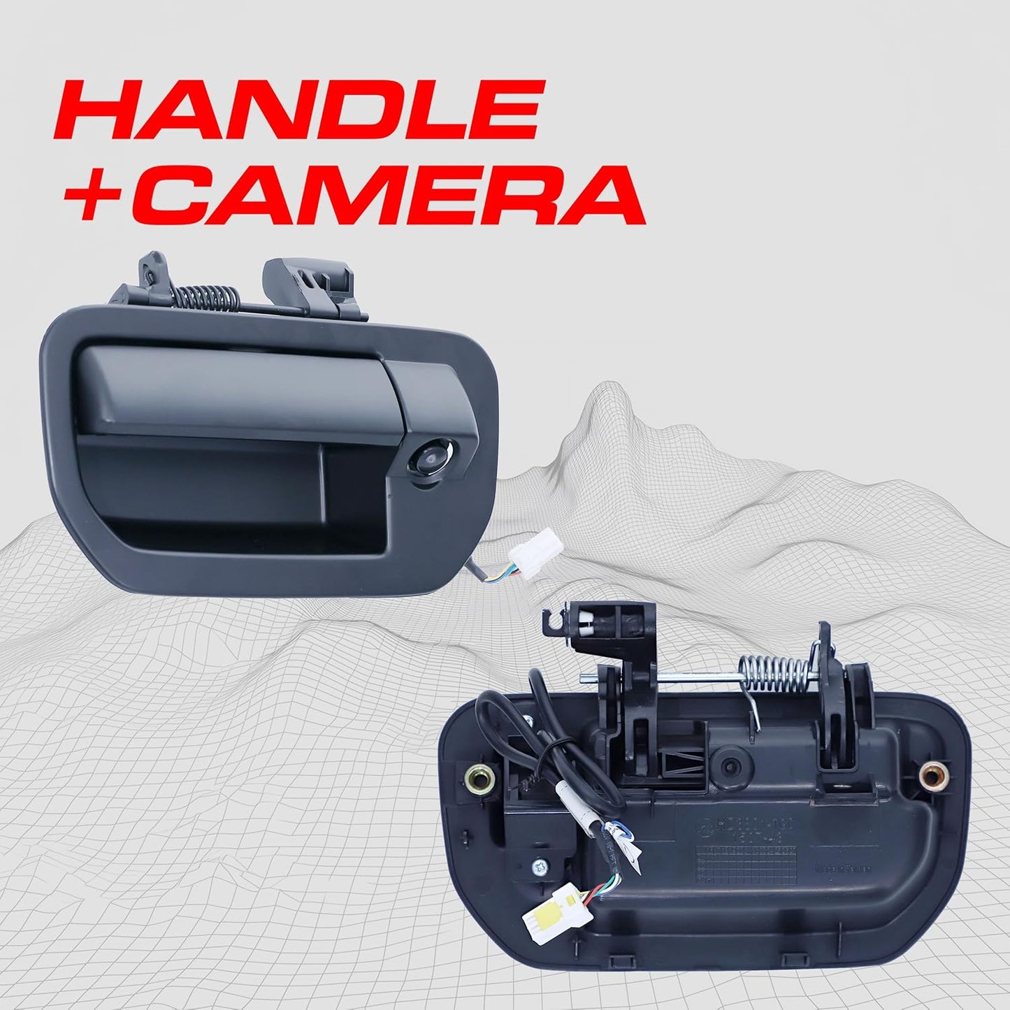 Master Tailgaters Black Tailgate Handle with Backup Camera Replacement for Honda Ridgeline (2006-2014) | IP68 Waterproof | Parking Grid Lines Available | Easy to Install