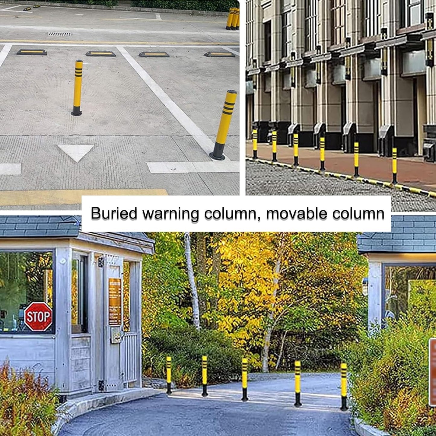 Safety Bollard Post, Steel Security Post Barrier Traffic Pole, Removable Bollard with Embedment Sleeve, Safety Barrier Bollard for Driveways, for Parking Barrier, Road Safety(600mm/24in)