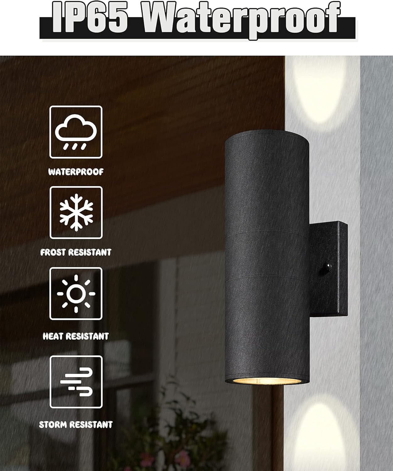 Ken & Ricky Outdoor Light Fixture, Modern Outdoor Sconce Wall Lights, Cylinder Exterior Lighting Fixtures with Tempered Glass Cover for House Porch Garage Patio Doorway Entryway -4Pack