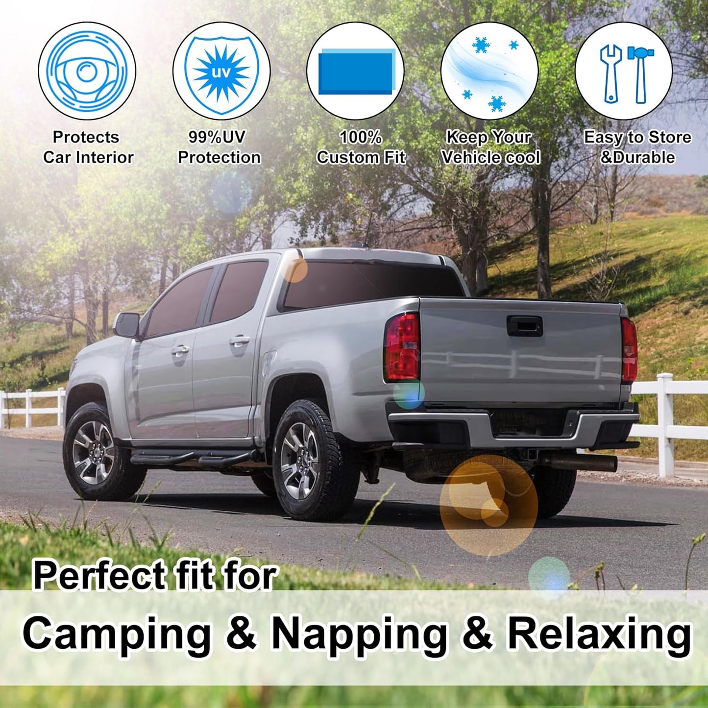 TINGLU Window Shades for Chevrolet Colorado Pickup Truck 2015-2022 Accessories Car Side Full Windows Windshield Sun Shade Sun UV Rays & Privacy Protection for Camping,Napping 5PCS