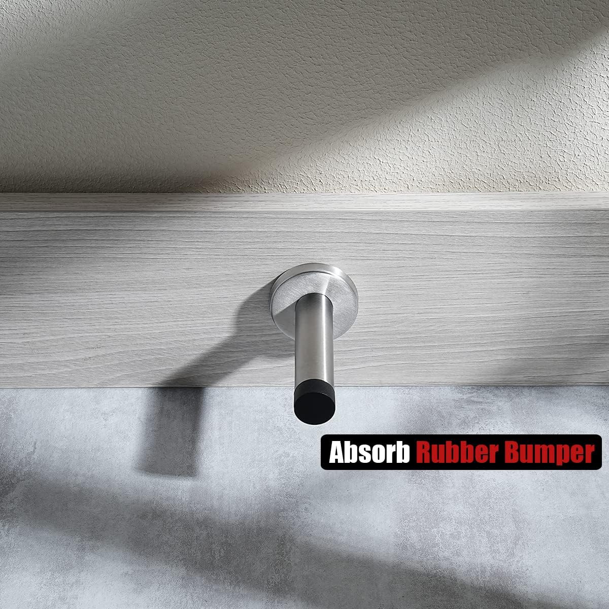 JQK Door Stopper, 304 Stainless Steel Thicken 1mm Sound Dampening Door Stop Bumper Wall Protetor 4 Pack, Brushed, DSB5-BN-P4