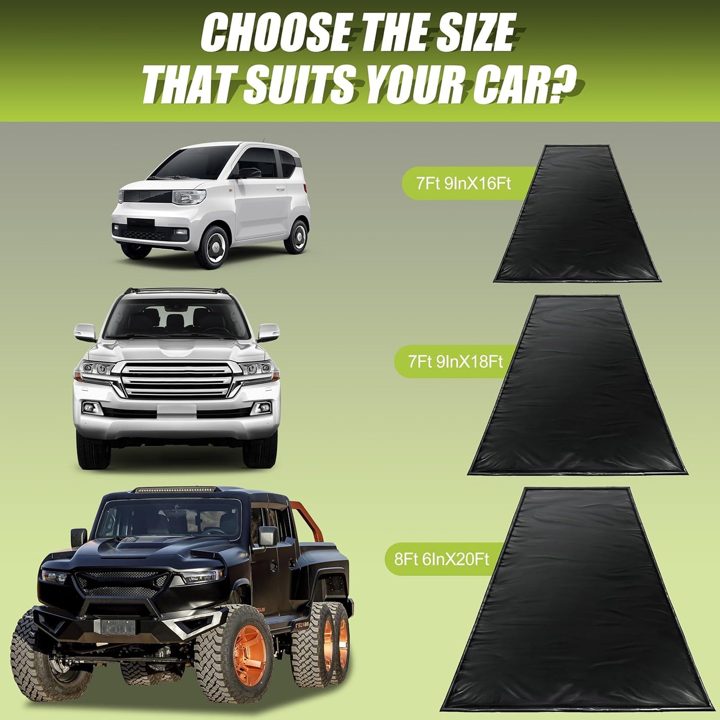 Garage Car Floor Mat, Containment Mat (Black) for Snow & Mud & Rain(7ft 9in x 18ft)