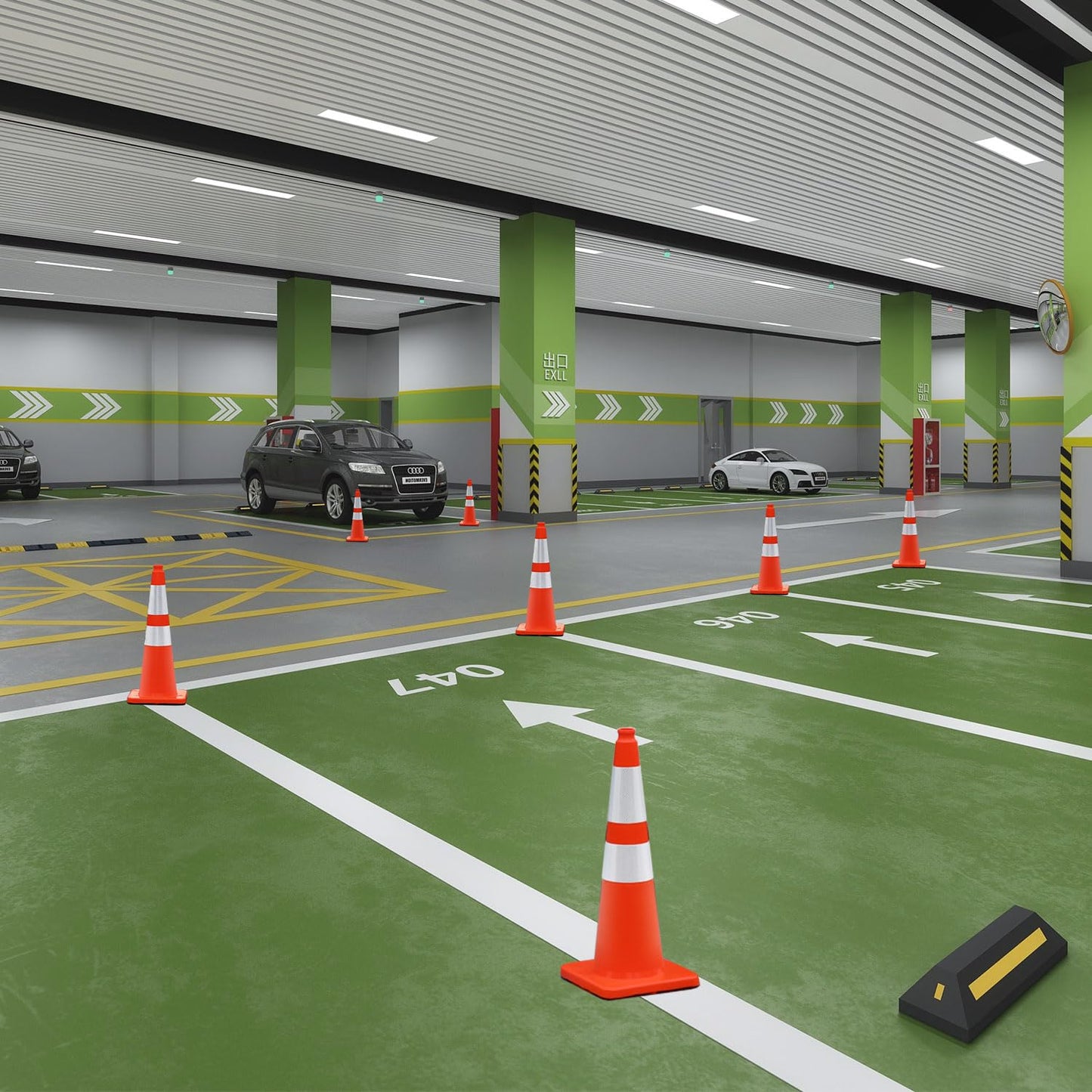 Overall Fluorescent Orange Red Integrated Traffic Cones, Road Cones for Garage Parking, Sport & Driving Training, Road Safety, Construction Events (28" Cones-8Pack)