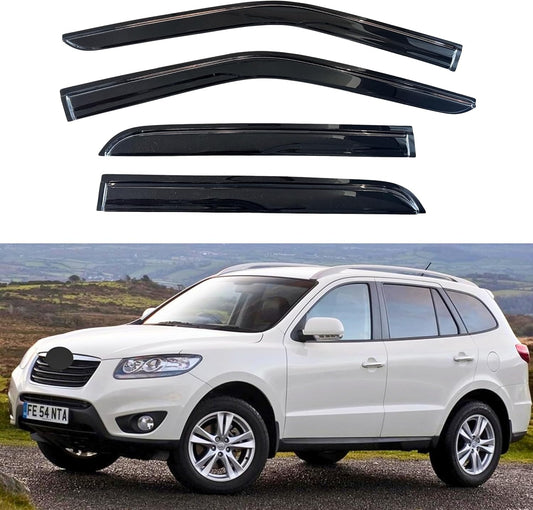 KPY Window Visor Compatible with Hyundai Santa Fe 2007-2012, 4PC Rain Guard Side Window Vent Deflectors Tape-On Mugen Style, 2007 2008 2009 2010 2011 2012