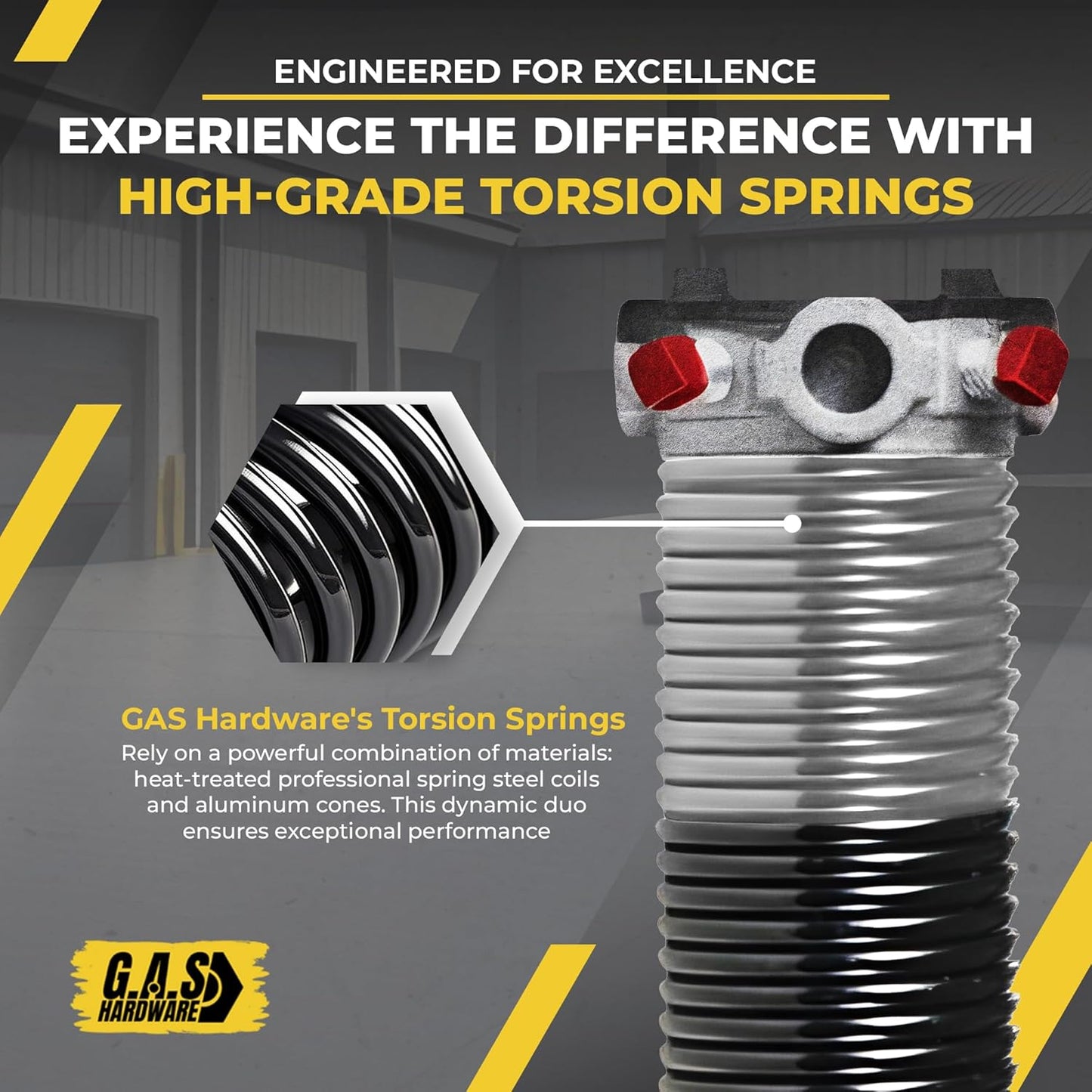 Garage Door Torsion Spring 218x1.75x29 Includes 1” Steel Bearing, Non-Slip Gloves, and Winding Bars for Left Side of Garage Door Precision E-Coating 5-Year Warranty Min. 30,000 Cycles (Red Cone)