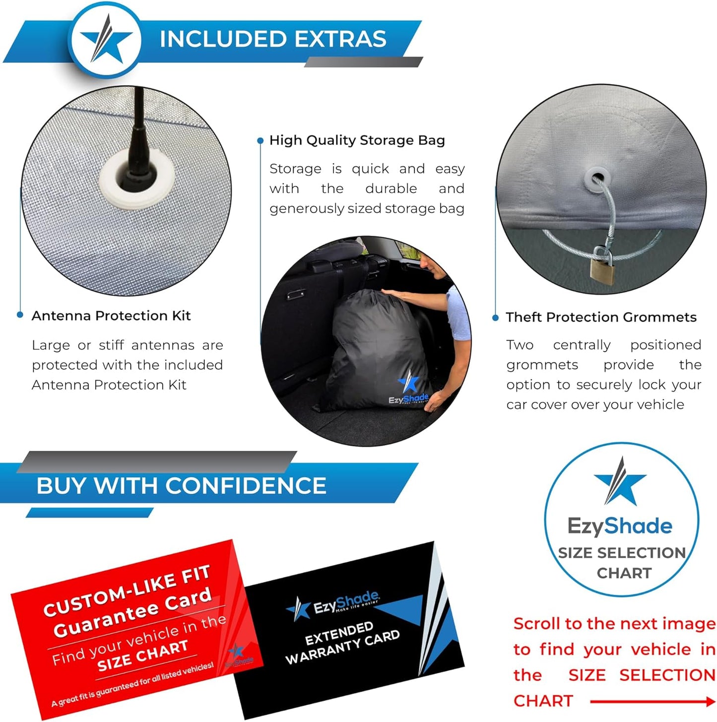 EzyShade 10-Layer SUV Car Cover Waterproof All Weather. See Vehicle Size-Chart for Accurate Fit. Outdoor Full Exterior Covers for Automobiles Heavy Duty Tarp Jeep Rav4 CRV. Size S0 (See SizeChart)