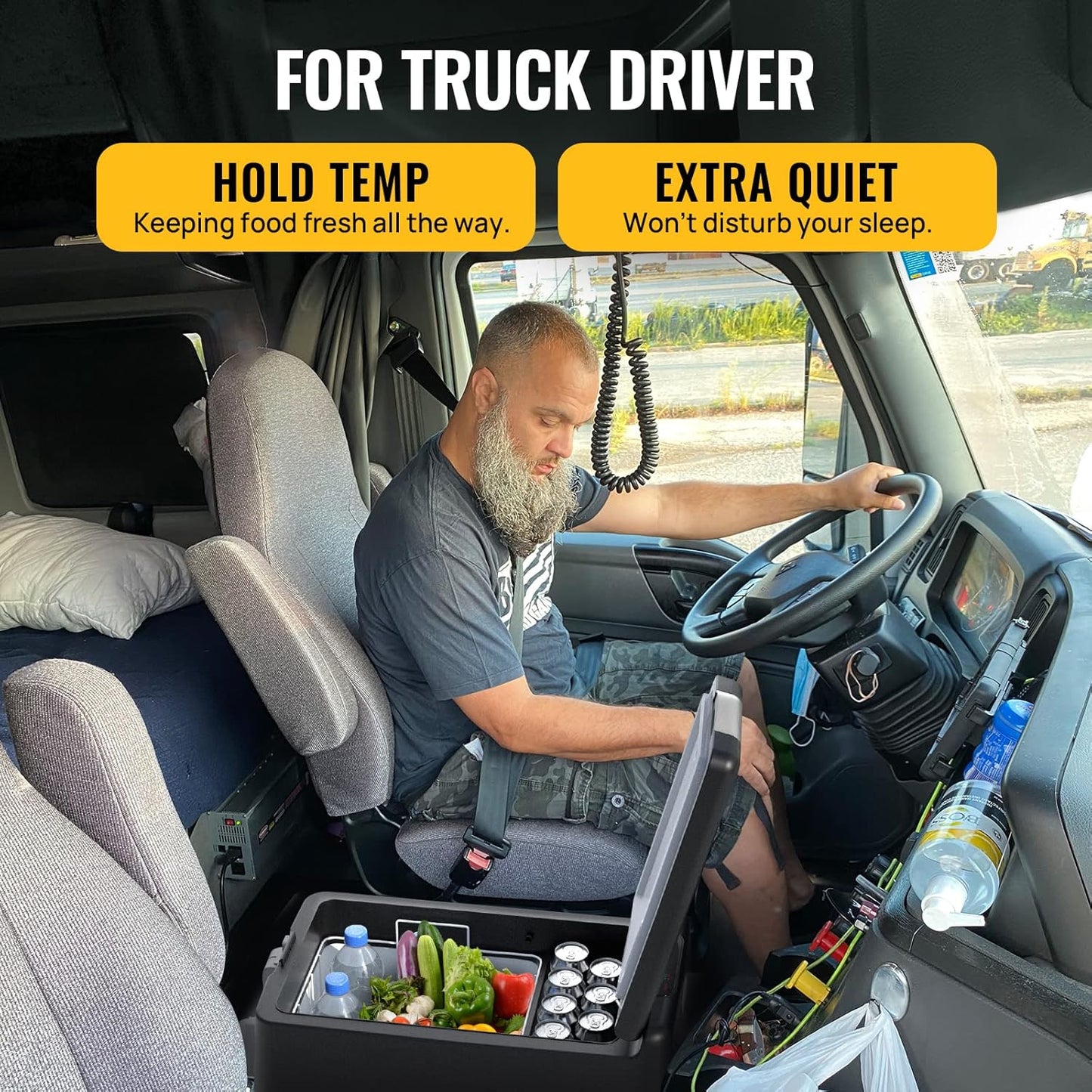 BougeRV 12V Portable Refrigerator 53 Quart Car Freezer Fridge Electric Cooler12V/24V DC 110~240Volt AC for Camping (Included: 53Qt Insulated Cover)