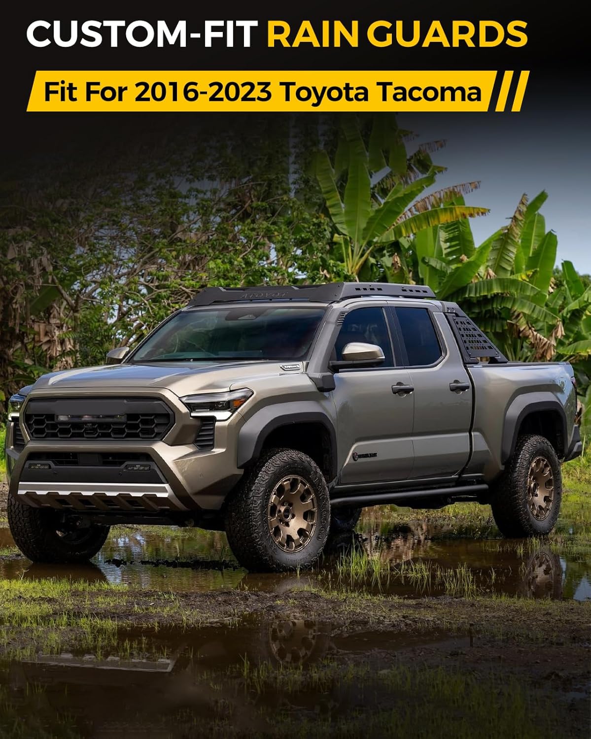 Rain Guards for Car Windows, Tape-On Window Visors Rain Guards Fit for 2016-2023 Toyota Tacoma, Window Deflectors, Vent Visors for Toyota Car Accessories, 4 Pieces