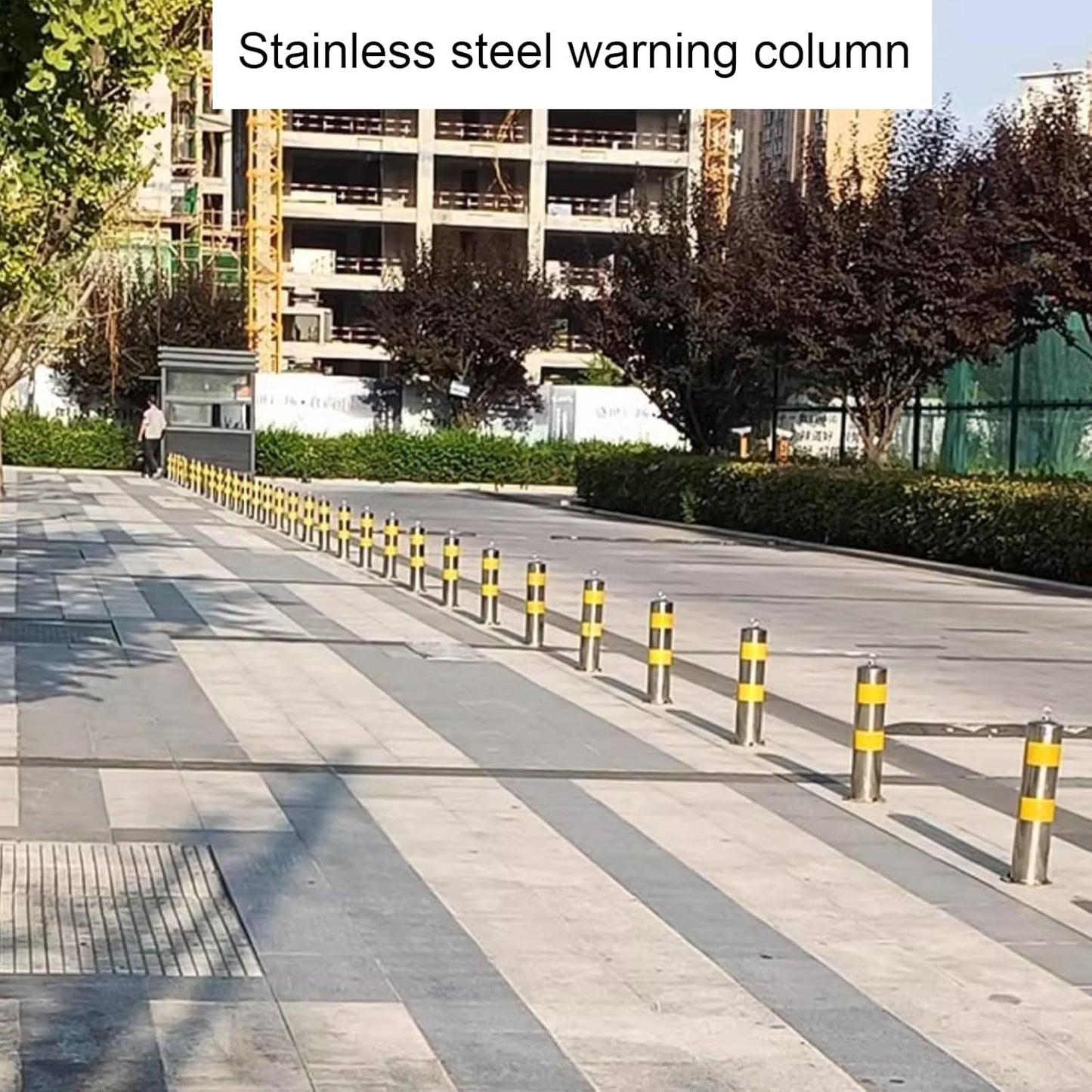 Safety Bollard, Steel Bollards, Removable Bollard, Driveways Stainless Steel Security Posts with 4 Anchor Bolts, for Parking Barrier, Road Safety(Size:600mm/24in)