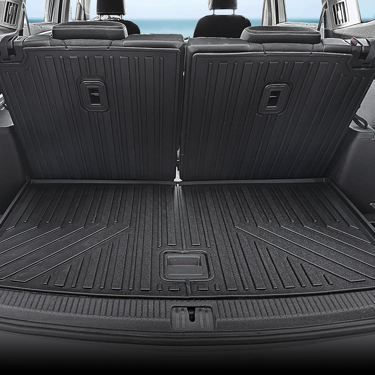 Floor Mats for 2018-2024 2025 Volkswagen VW Atlas 7 Seats(Not for Cross Sport), All Weather TPE Trunk Mat Cargo Liner with Backrest Mat for Atlas Accessories