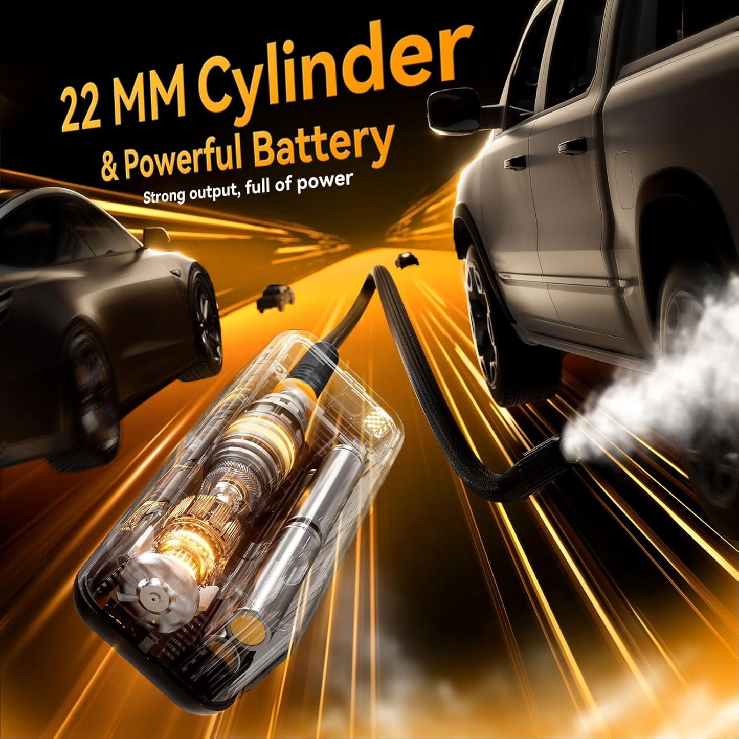 Tire Inflator Portable Air Compressor, 5X Faster 160 PSI Portable Tire Inflator for Car, Built-in Magnetic Storage, Auto Shut-Off Cordless Air Pump for Car Tires, SUV, Truck (No case)