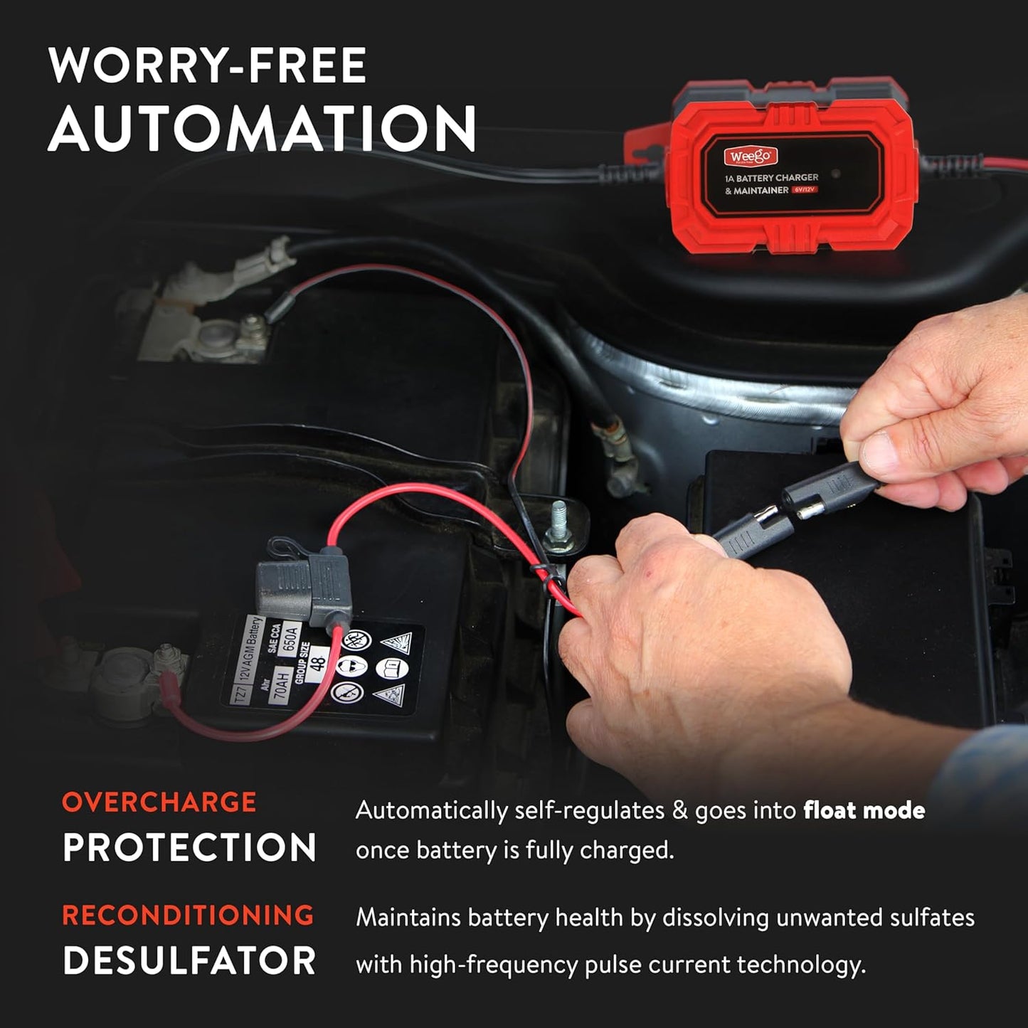 Weego 1A Battery Maintainer/Trickle Charger