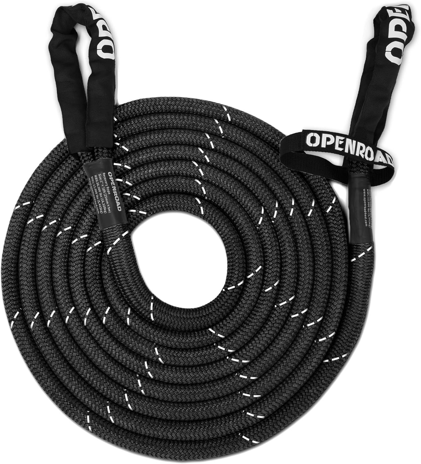 OPENROAD Kinetic Recovery Tow Rope, 36000 Lbs (1in x 30ft with Soft Shackle) Extreme Duty 35% Elasticity Energy Offroad Snatch Strap, Vehicle Recovery Kit for Jeep Car Truck ATV UTV SUV
