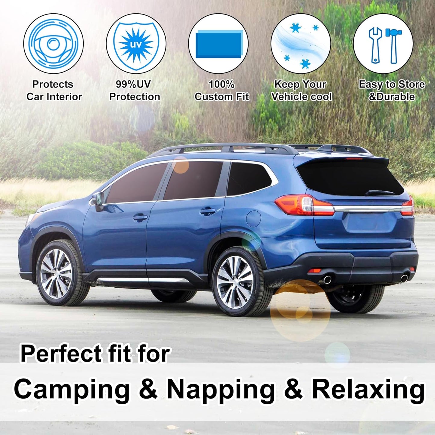 TINGLU Window Shades for Subaru Ascent 2019-2024 2025 Accessories Car Side Full Windows Rear Triangular Windshield Sun Shade Sun UV Rays & Privacy Protection for Camping,Napping,and Relaxing 8PCS