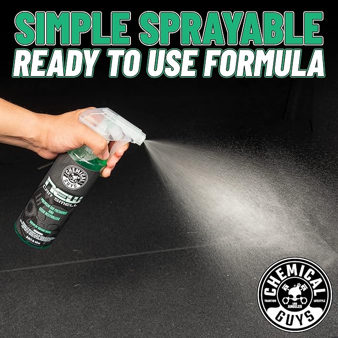 Chemical Guys New Car Smell Air Freshener and Premium Odor Eliminator Refreshes & Neutralizes Odors, Great Car Fresheners for Trucks, SUVs, RVs, and More - 16 oz