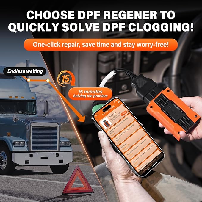 Emergency DPF Regener Tools, DPF Regeneration and Reset Device for Heavy Duty Trucks, DPF Regeneration Scanner – Engine Compatible with Cummins, Volvo, Caterpillar, Paccar and More Engines