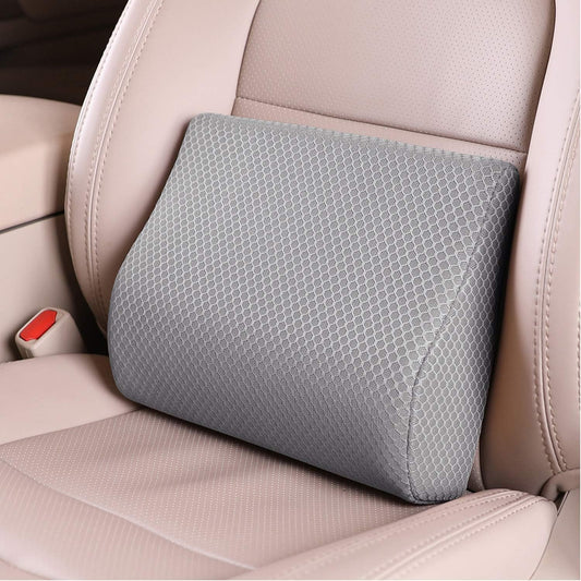 Memory Foam Lumbar Support Pillow for Car - Lower Back Support Cushion for Driving, Back Pain Relief for Car Seat, Office Chair, Wheelchair (Gray)