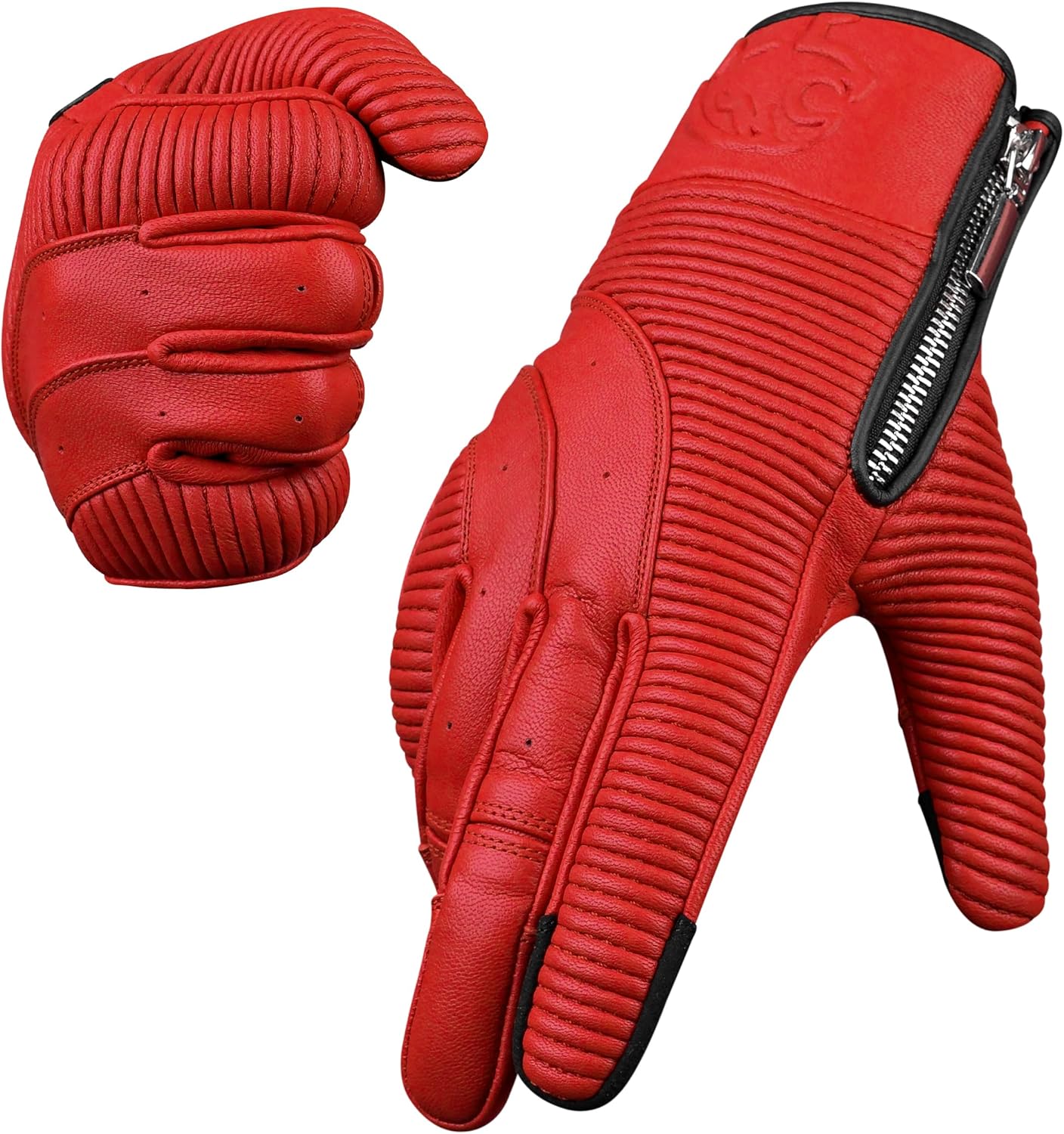 J.A.G. Motorcycle Gloves - Premium Leather Perforated Motorcycle Gloves for Men with Knuckle Protection | Touchscreen Motorbike Riding Gloves